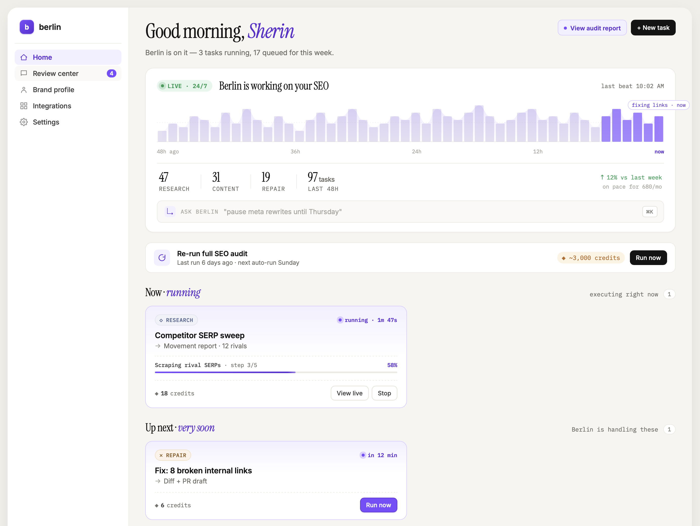 Berlin dashboard home